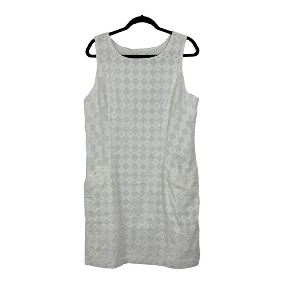 Southern Tide Womens Size 12 White Paislee Diamond Jacquard Shift Dress New NWT - Picture 1 of 4